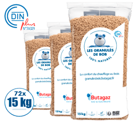 Pellets Butagaz norme Din+ Palette de 72 sacs de 15 kg